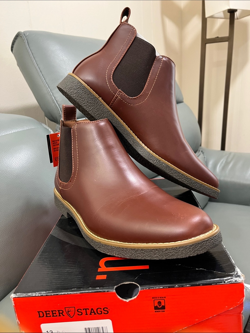 Deer Stags Men's Brown Chukka Chelsea Boots